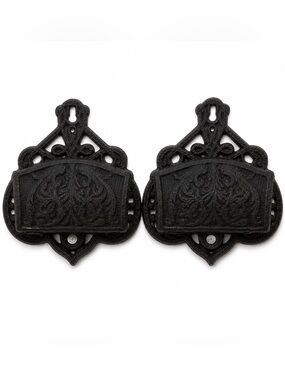 Antique Vintage Cast Iron Wall Pockets Pair | Hobbit Home Apothecary Decor